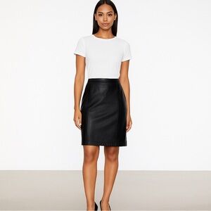 Avanti Black Genuine Leather Skirt Womens Knee Length Vintage Lined fits M/L